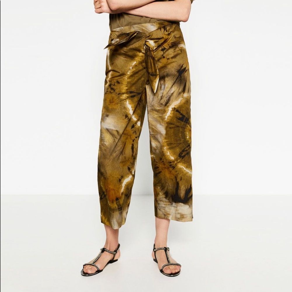 Zara Tie Dye Wide Leg CroppedTrousers